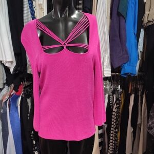 Dana Buchman Fuchsia Strappy Blouse